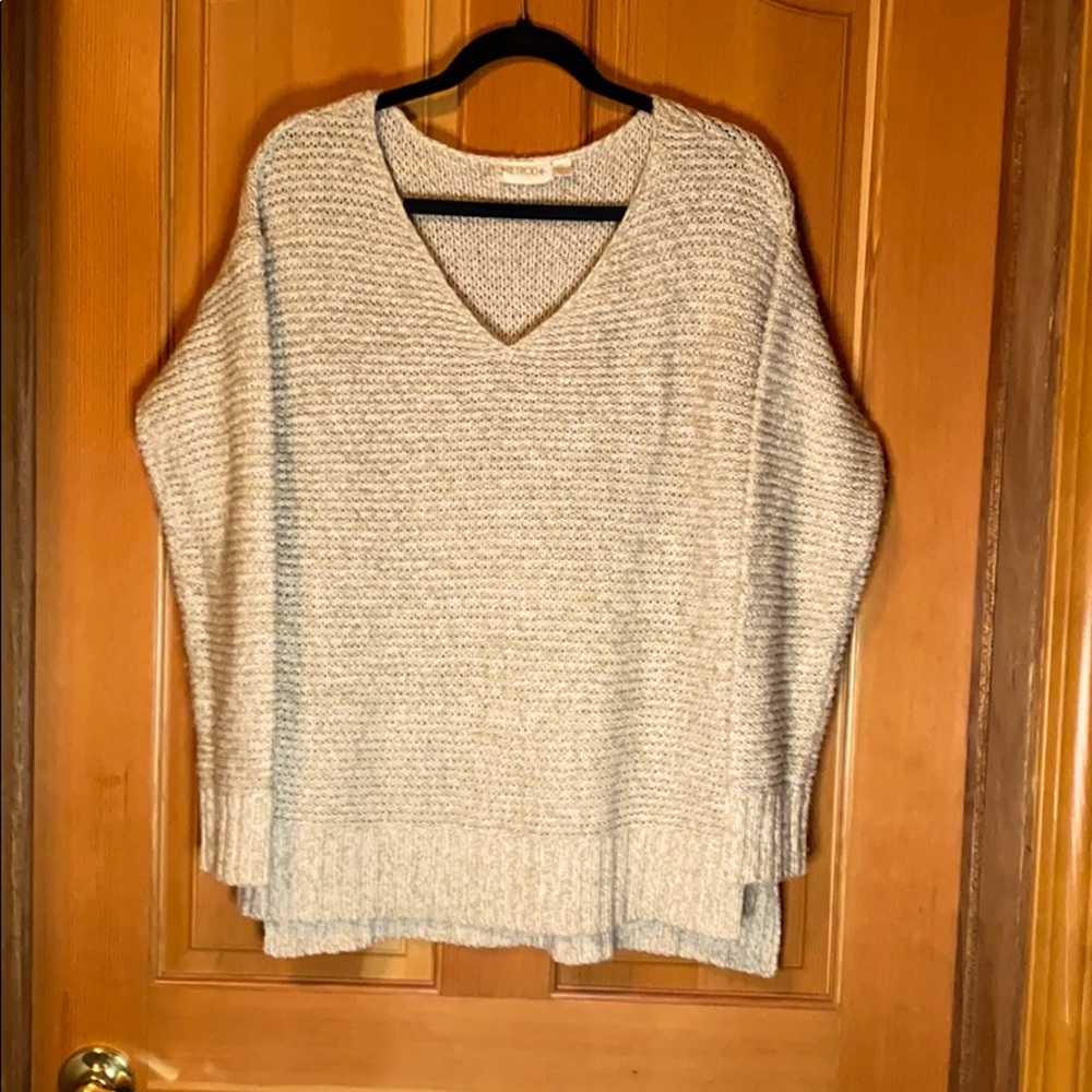 Retrod Vee Neck Sweater in Oatmeal